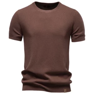 AIOPESON Ice Silk Solid Color T-Shirt Male O-Neck Short Sleeve Cool Breathable Silky Smooth Outdoor Daily T-Shirts for Men - Image 5