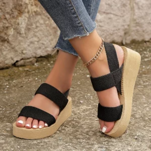 New Minimalist Slingback Wedge Sandals Summer Light Weight Shoes Striped Color Sole Thick Bottom Ladies Leisure Sandalias - Image 6