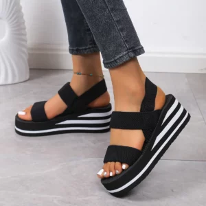 New Minimalist Slingback Wedge Sandals Summer Light Weight Shoes Striped Color Sole Thick Bottom Ladies Leisure Sandalias - Image 3