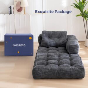 MAXYOYO Folding Sofa Bed, L-Shaped Convertible Sofa Bed with Armrest Foldable Sleeper Sofa with Pillow, Portable Fold Out Chair Bed Comfy Floor Lounge for Living Room Bedroom, Dark Grey - Image 6