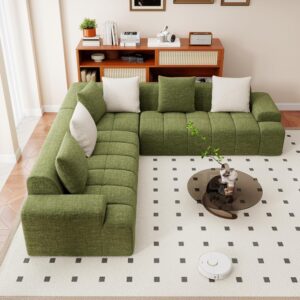Cloud Modular Sectional Sofa Couch, 108" V Shaped Chenille Fabric Memory Foam Sofa, 5-Seater Couches with 6 Pillows for Living Room,Apartment,Green - Image 6