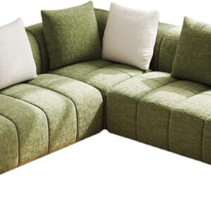 Cloud Modular Sectional Sofa Couch, 108" V Shaped Chenille Fabric Memory Foam Sofa, 5-Seater Couches with 6 Pillows for Living Room,Apartment,Green - Image 8