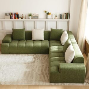 Cloud Modular Sectional Sofa Couch, 108" V Shaped Chenille Fabric Memory Foam Sofa, 5-Seater Couches with 6 Pillows for Living Room,Apartment,Green - Image 9