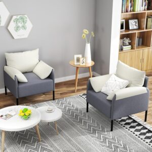 Modern Accent Chair, Chenille Fabric Armchairs Side Chair, Single Sofa Living Room Chair for Bedroom, Apartment,Small Space (Gray, 1 Chair) - Image 3