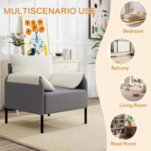 Modern Accent Chair, Chenille Fabric Armchairs Side Chair, Single Sofa Living Room Chair for Bedroom, Apartment,Small Space (Gray, 1 Chair) - Image 6