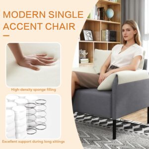 Modern Accent Chair, Chenille Fabric Armchairs Side Chair, Single Sofa Living Room Chair for Bedroom, Apartment,Small Space (Gray, 1 Chair) - Image 7