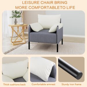 Modern Accent Chair, Chenille Fabric Armchairs Side Chair, Single Sofa Living Room Chair for Bedroom, Apartment,Small Space (Gray, 1 Chair) - Image 8