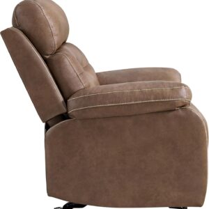 Leather Recliner Chair Manual Sofa Rocker for Adults with Overstuffed Arm for Living Room Bedroom Home Theater Seating - Image 3