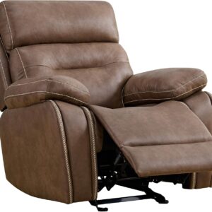 Leather Recliner Chair Manual Sofa Rocker for Adults with Overstuffed Arm for Living Room Bedroom Home Theater Seating - Image 4