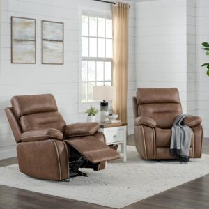 Leather Recliner Chair Manual Sofa Rocker for Adults with Overstuffed Arm for Living Room Bedroom Home Theater Seating - Image 5