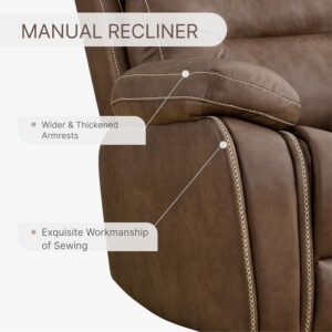 Leather Recliner Chair Manual Sofa Rocker for Adults with Overstuffed Arm for Living Room Bedroom Home Theater Seating - Image 7