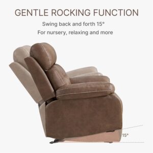 Leather Recliner Chair Manual Sofa Rocker for Adults with Overstuffed Arm for Living Room Bedroom Home Theater Seating - Image 8