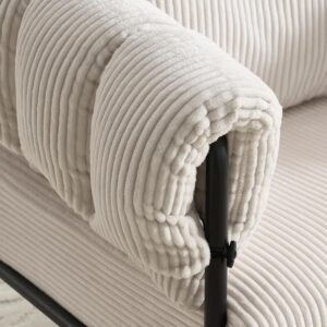 Modern Velvet Accent Chairs Set of 1, Comfy Large Living Room Sofa Chair, Upholstered Fabric Armchair with Pillow and Metal Legs for Office/Bedroom/Reading Beige - Image 5