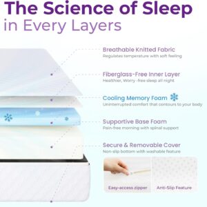 8 Inch Full Cooling Gel Memory Foam Mattress for Cool Sleep Medium Firm CertiPUR-US Certified Foam, Mattress in a Box Pressure Relief Removable Cover No Fiberglass (Full, 8 in) - Image 5