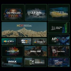 TCL Television 65 Inch Smart TV 4K QD-Mini LED HDR Google TV, 3300nits, ONKYO 2.2.2ch, 144Hz VRR+240Hz DLG, Imax Enhanced, Ultra-slim Design - 1 Year Warranty (2024 Model) 65C855 Black 65C855 Black - Image 6