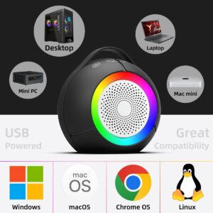 USB Computer Speakers for Desktop, PC, Laptop, Crystal-Clear Sound, Portable Plug-N-Play Speakers with Dynamic RGB Light, Loud Volume, Rich Bass, Touch Control, Compatible with Windows/macOS/ChromeOS - Image 7