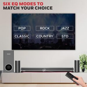 Honeywell Trueno U7000 Dolby Audio Soundbar 500w, 5.1Ch Surround Sound Home Theatre, Deep Bass Subwoofer, 2 Satellite Speakers, 6 EQ Modes, BT v5.3, AUX, USB, Optical Input, & HDMI/ARC - Image 7