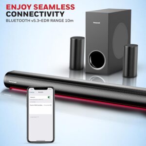 Honeywell Trueno U7000 Dolby Audio Soundbar 500w, 5.1Ch Surround Sound Home Theatre, Deep Bass Subwoofer, 2 Satellite Speakers, 6 EQ Modes, BT v5.3, AUX, USB, Optical Input, & HDMI/ARC - Image 8