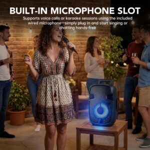 Karaoke Machine, Portable Karaoke Bluetooth 8" Speaker Microphone Set, TWS, FM Radio, USB TF Playback, Mic Input, Rechargeable Battery, Party, Home Theater, Outdoor Events, Stage Performances, KTV - Image 3