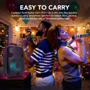 Karaoke Machine, Portable Karaoke Bluetooth 8" Speaker Microphone Set, TWS, FM Radio, USB TF Playback, Mic Input, Rechargeable Battery, Party, Home Theater, Outdoor Events, Stage Performances, KTV - Image 4