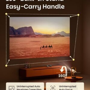 Vibe One Mini 1080P Smart Portable Projector | Google TV with Licensed Netflix, Sound by JBL, Built-in Battery, Auto Focus Auto Keystone, HD Projector for Home & Outdoor - Cloud Ash - Image 6