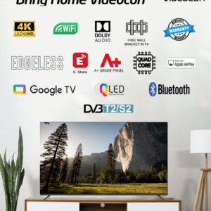 VIDEOCON 85 inch Edgeless QLED 4K UHD Official Google TV with "Hey Google" Voice Remote, A+ Grade Panel, Bluetooth, Dolby Audio, Chromecast Buit-in Latest Model E85QLGT1100 Black - Image 5