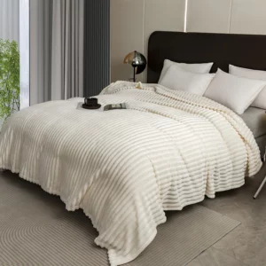 Striped Bed Blanket King Queen Size Home Fleece Throw Blanket for Couch, Fuzzy Blankets for All Season, Shaggy Blanket Gift - Image 6