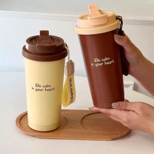 Luxury Thermal Coffee Cups Ceramic Tumbler Portable Water Bottle With Straw Stainless Steel Tea Thermos Bottle Women Men Gift - Image 1