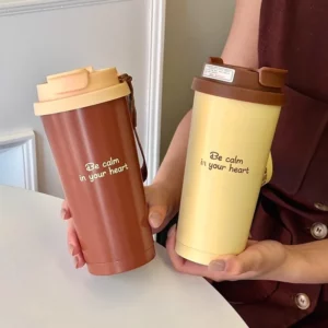 Luxury Thermal Coffee Cups Ceramic Tumbler Portable Water Bottle With Straw Stainless Steel Tea Thermos Bottle Women Men Gift - Image 5