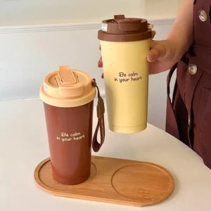 Luxury Thermal Coffee Cups Ceramic Tumbler Portable Water Bottle With Straw Stainless Steel Tea Thermos Bottle Women Men Gift - Image 3