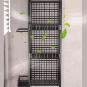 No-Drill Wall-Mounted Spice Rack Kitchen Organizer for Garlic Ginger & Onion Space-Saving Fruit & Vegetable Storage - Image 4