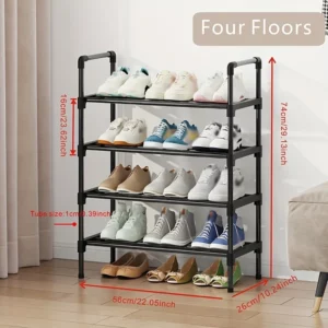 Multi-Tier Metal Shoe Rack Stackable Organizer Freestanding Black Space Saving Storage for Closet Bedroom Indoor Outdoor Use - Image 5