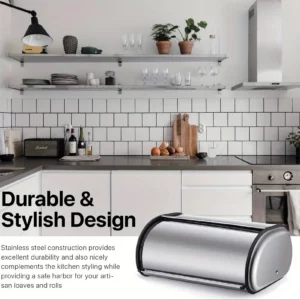 Stainless Steel Bread Box With Large Storage Ventilated Dighesign Dustproof Lid And Easy Cleaning For Fresh Baked Storage - Image 7