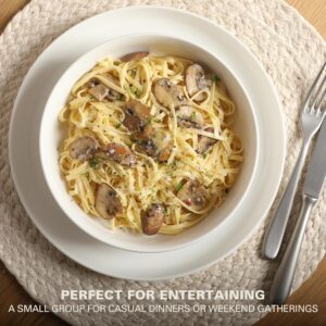 Dinnerware Set for 4, 16-Piece White Porcelain Plates and Bowls — Ceramic Dish Set | Microwave & Dishwasher Safe - Image 3