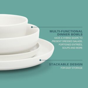Dinnerware Set for 4, 16-Piece White Porcelain Plates and Bowls — Ceramic Dish Set | Microwave & Dishwasher Safe - Image 5