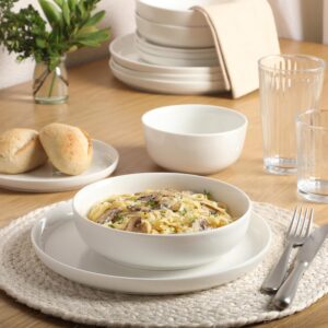 Dinnerware Set for 4, 16-Piece White Porcelain Plates and Bowls — Ceramic Dish Set | Microwave & Dishwasher Safe - Image 7