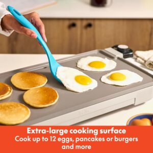 bella 10" x 20" Electric Griddle with Warming Tray, EverGood™ Ceramic Nonstick Coating & Removable Temperature Probe, Dishwasher-Safe Drip Tray & Cool Touch Handles, 1500 Watt, Oatmilk - Image 6