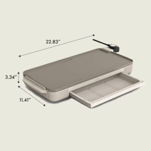 bella 10" x 20" Electric Griddle with Warming Tray, EverGood™ Ceramic Nonstick Coating & Removable Temperature Probe, Dishwasher-Safe Drip Tray & Cool Touch Handles, 1500 Watt, Oatmilk - Image 9