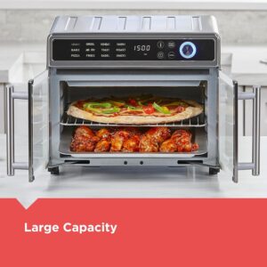 BLACK+DECKER Crisp 'N Bake Air Fryer Toaster Oven Combo, 12 in 1 Countertop Convection Oven Cooks Food Fast, Fits a Whole Pizza or 6 Toast Slices, French Doors with Stainless Steel Finish - Image 3
