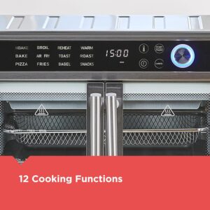 BLACK+DECKER Crisp 'N Bake Air Fryer Toaster Oven Combo, 12 in 1 Countertop Convection Oven Cooks Food Fast, Fits a Whole Pizza or 6 Toast Slices, French Doors with Stainless Steel Finish - Image 4