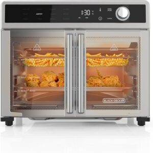 BLACK+DECKER Crisp 'N Bake Air Fryer Toaster Oven Combo, 12 in 1 Countertop Convection Oven Cooks Food Fast, Fits a Whole Pizza or 6 Toast Slices, French Doors with Stainless Steel Finish - Image 7