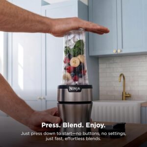 Ninja BN301 Nutri-Blender Plus Compact Personal Blender, 900-Peak-Watt Motor, Frozen Drinks, Smoothies, Sauces & More, (3) 20 oz. To-Go Cups, (2) Spout-Lids (1) Storage-Lid, Dishwasher Safe, Silver - Image 5