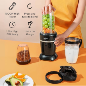 Sangcon 1000W Smoothie Blender for Kitchen, Blenders for Smoothies with (3) Cups (2) Spout Covers (1) Storage Cap (1) To-Go Cap, Portable Blender for Shakes, Ice Crushing, Frozen Drinks, Spices - Image 2
