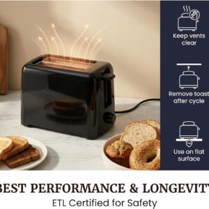 Elite Gourmet 2-Slice Cool Touch Toaster – 6 Browning Levels, Extra Wide 1.25” Slots for Bagels & Thick Bread, Cancel Function, Compact, ETL Certified, Black - Image 4