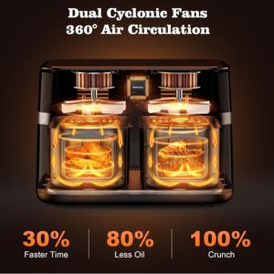 12QT Large Dual Basket Air Fryer with Viewing Window and 50pcs Paper Liners, 10-in-1 Digital Touchscreen Double Zone Air Fryers, SyncCook to Bake,Roast,Reheat,Broil, Nonstick Dishwasher Safe - Image 4