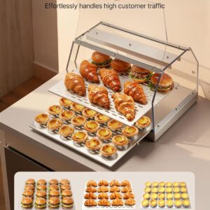 VEVOR 2-Tier Commercial Food Warmer Display, 450W Food Display Warmer with Light, Detachable Shelves and Double-Sided Door Design, 85℉~185℉ Air Heating, 48L for Hamburger, Pizza, Bread, Fried Chicken - Image 4
