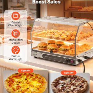 VEVOR 2-Tier Commercial Food Warmer Display, 450W Food Display Warmer with Light, Detachable Shelves and Double-Sided Door Design, 85℉~185℉ Air Heating, 48L for Hamburger, Pizza, Bread, Fried Chicken - Image 5