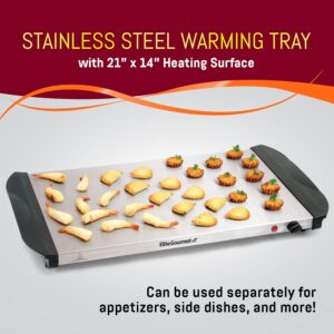 Elite Gourmet EWM-6171 Triple 3 x 2.5 Qt. Trays, Buffet Server, Food Warmer Temperature Control, Clear Slotted Lids, Perfect for Parties, Entertaining & Holidays, 7.5 Qt Total, Stainless Steel - Image 5
