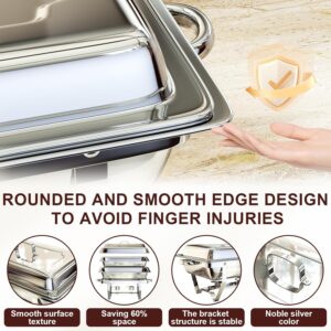 Chafing Dish Buffet Set, 8QT Chafing Dishes for Buffet 4 Pack 7 Pans, High Grade Stainless Steel Chafers and Buffet Warmers Sets for Parties, Wedding, Birthday, Rolled-Edge Design with Silver - Image 4