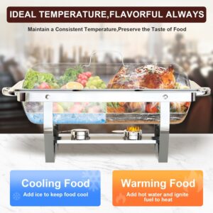 Chafing Dish Buffet Set, 8QT Chafing Dishes for Buffet 4 Pack 7 Pans, High Grade Stainless Steel Chafers and Buffet Warmers Sets for Parties, Wedding, Birthday, Rolled-Edge Design with Silver - Image 5